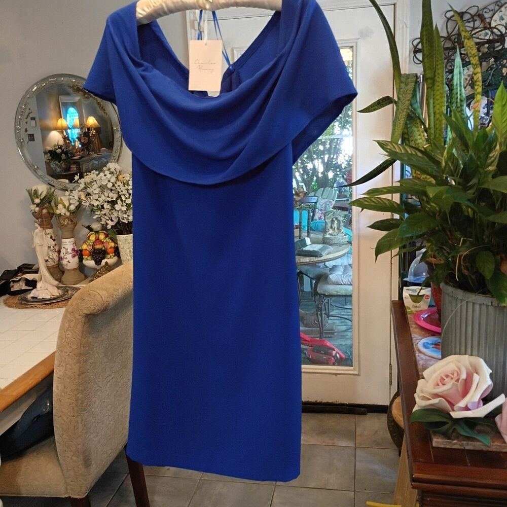 New With Tags Charles Henry Royal Blue Dress with Soft Lining Size Large